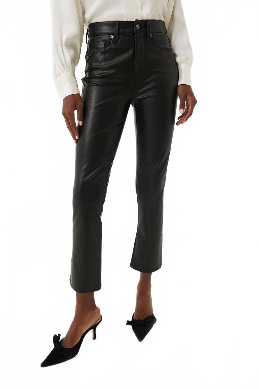NEW VERONICA BEARD carly vegan leather kick flare jeans in black